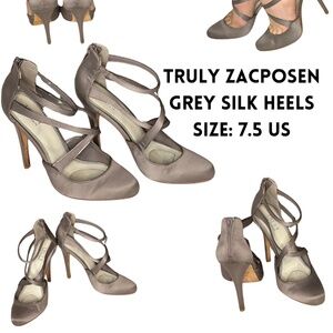 Truly zacposen grey silk heels size: 7.5 US